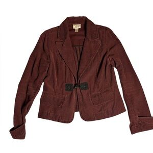 Ann Taylor LOFT size 6  Burgundy‎ Corduroy Fall Blazer Jacket Elbow Patches